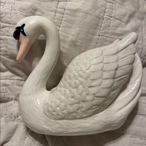 12” vintage pained porcelain swan